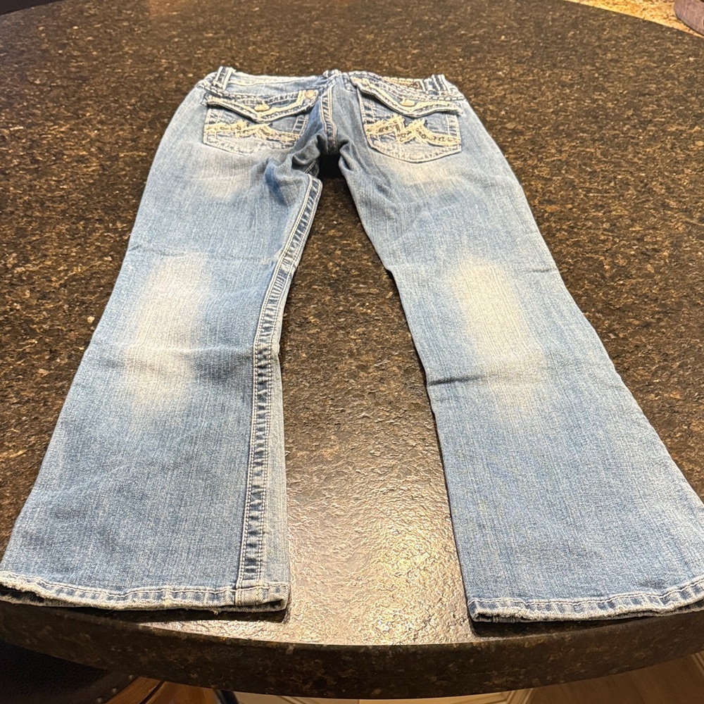 Miss Me 26x31 Distressed Boot Cut Blue Jeans - Picture 3 of 9